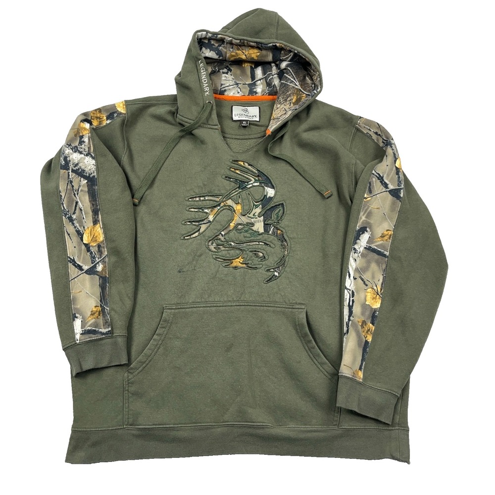 Legendary Whitetails Hoodie Men XL Green Sweatshirt Camo Olive Deer Hunting